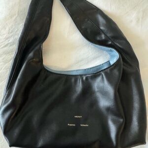 Merit X Proenza Schouler Black Leather Hobo with Light Blue Trim